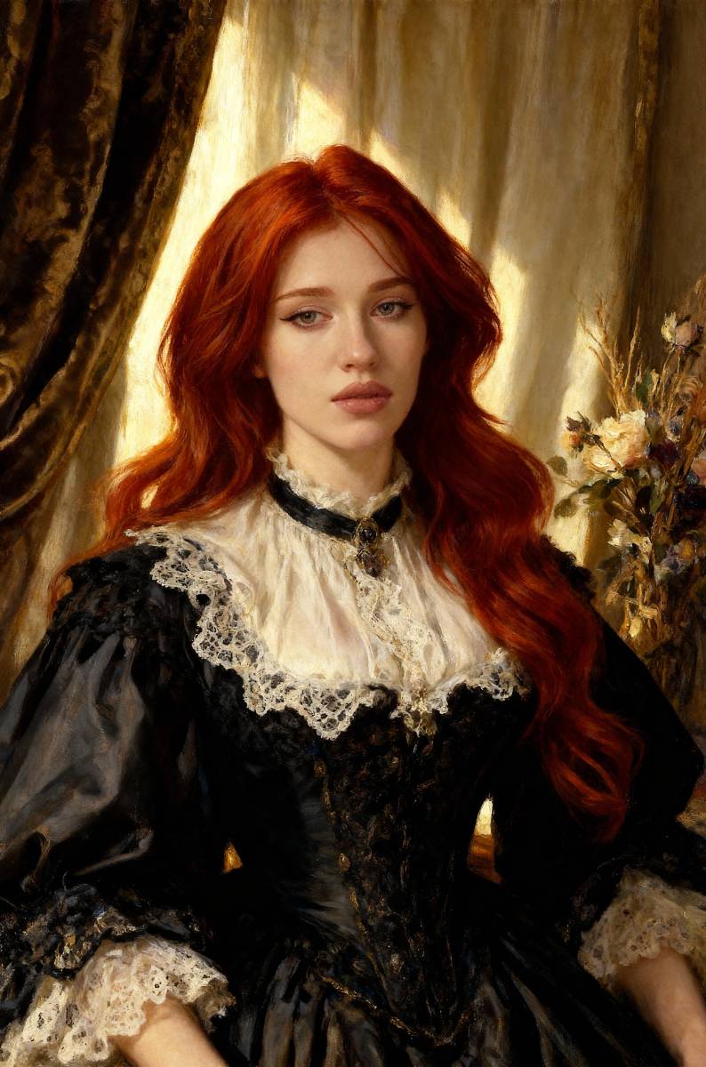 Vintage oil painting portrait